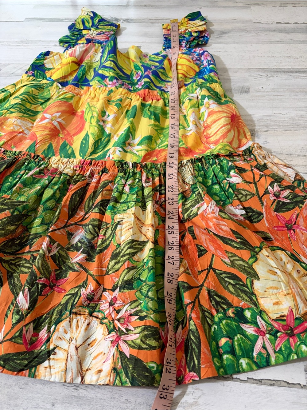 FARM Rio Caipirinha Mini Dress Tropical Fruit Flutter Sleeve Size Large - Picture 13 of 13